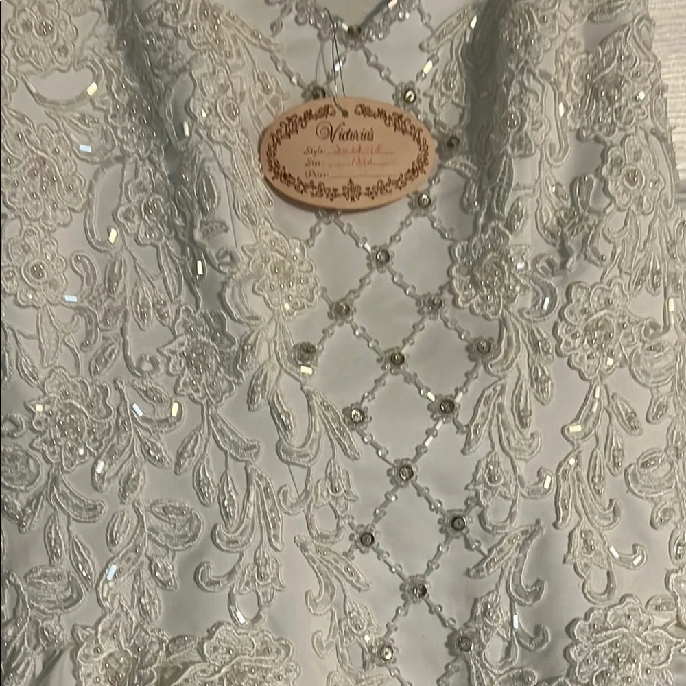 Elegant White Wedding Dress Size 12W, 006 - Picture 3 of 10